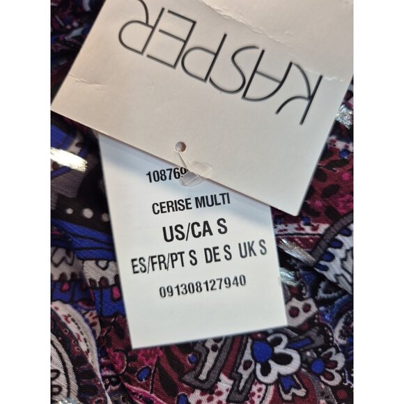 KASPER Women's Top Size S Sleeveless VNeck Paisley Print Tunic Eggplant Multi 24 - Picture 10 of 10